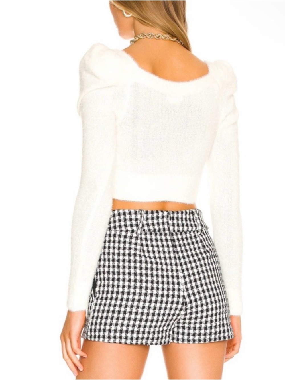 Lovers + Friends Jules Cropped
Fuzzy Sweater Ivory XS Puff Sleeve
Square Neck - Picture 2 of 3
